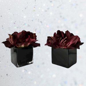 2 pc Set Amaryllis Artificial Flowers in Vase